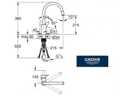 MONOMANDO COCINA EXTRAIBLE EUROSTYLE GROHE